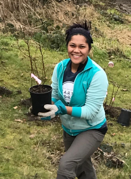 Puget Sound Steward, Clarissa Bulosan planting.