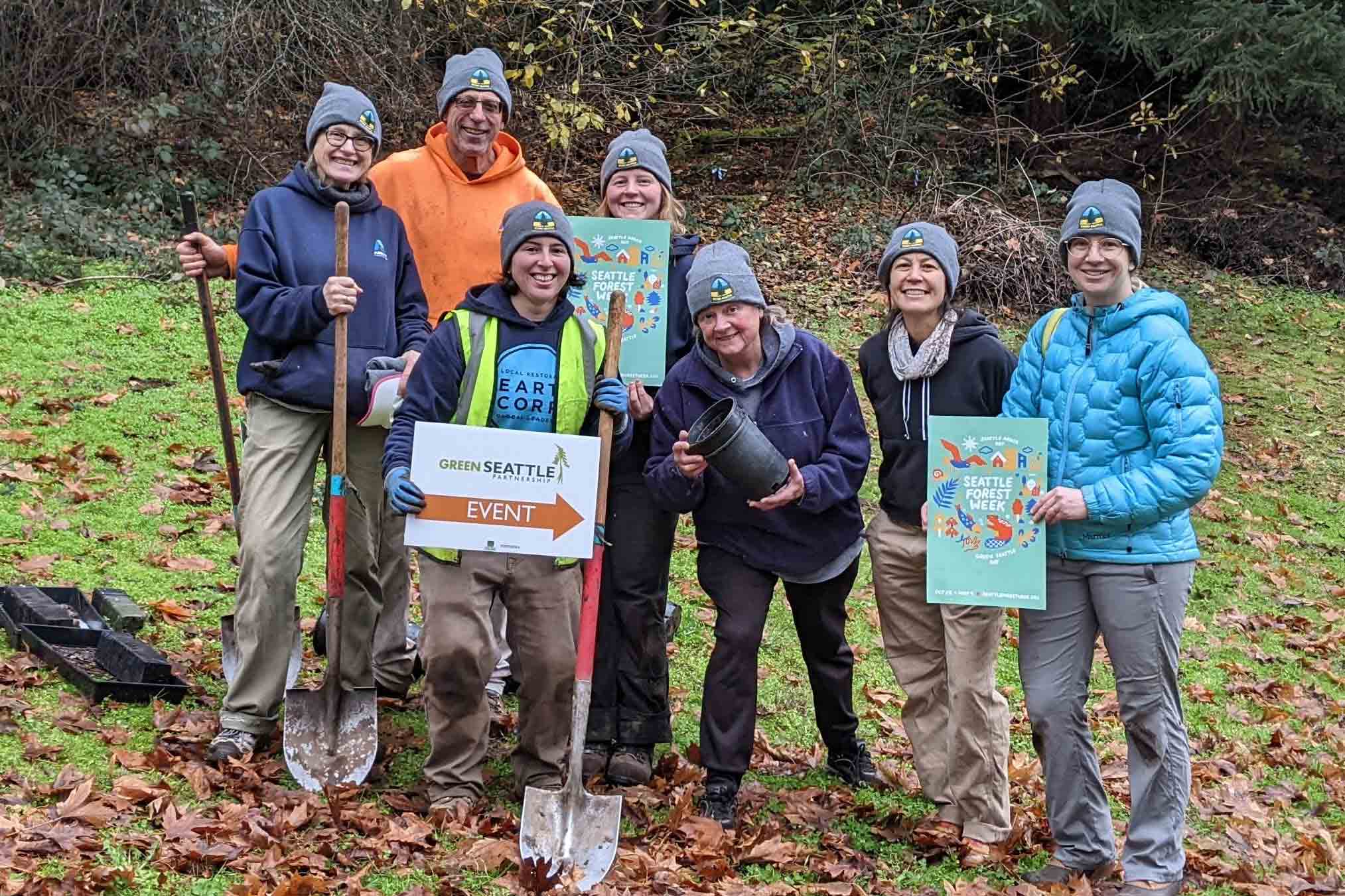 EarthCorps volunteers pose for a photo