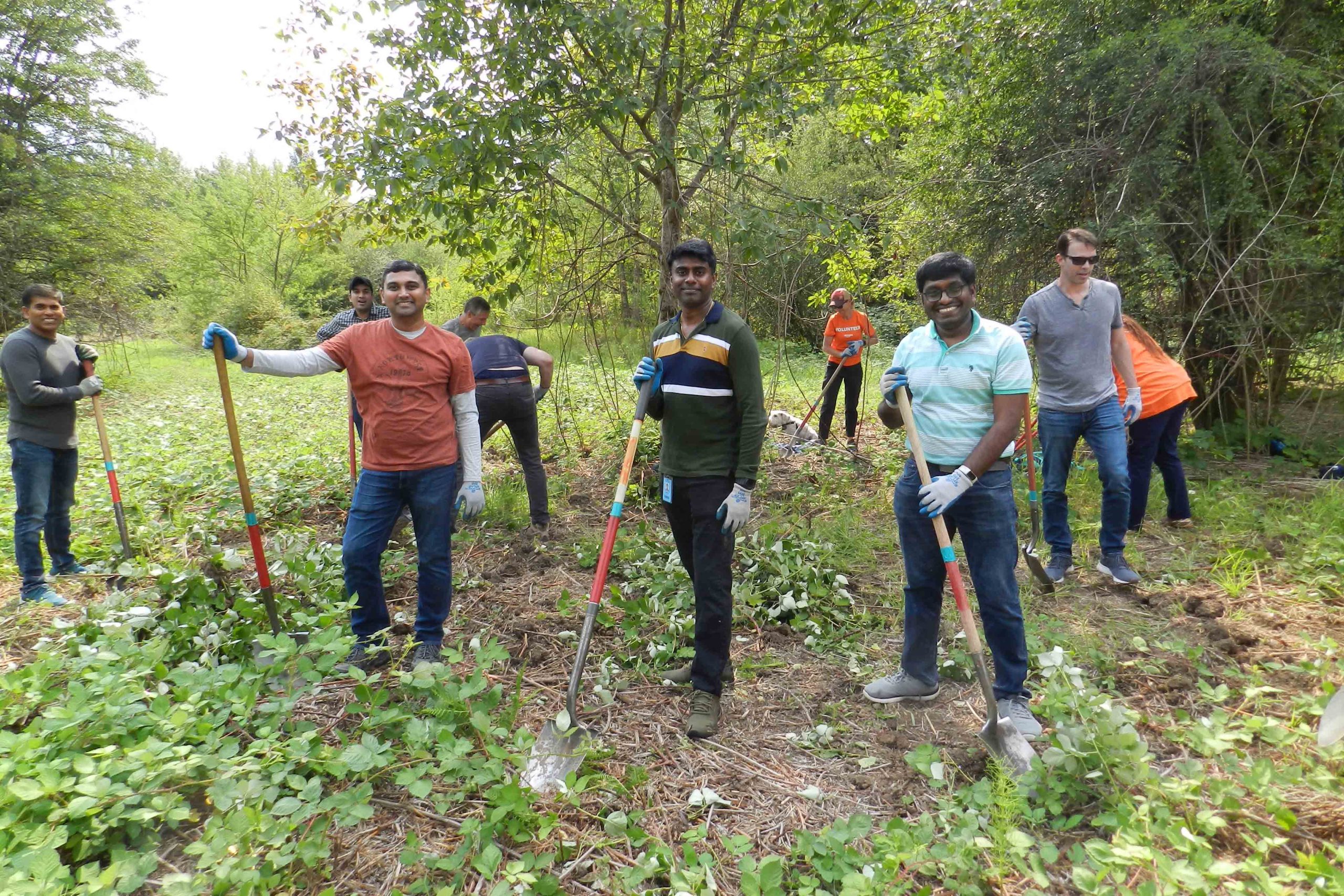 EarthCorps volunteers pose for a photo