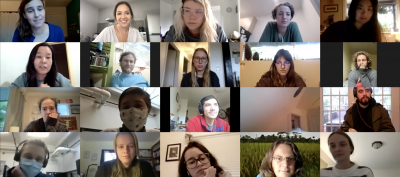 Screenshot of the Zoom call showing 20 participants listening to the presentations.