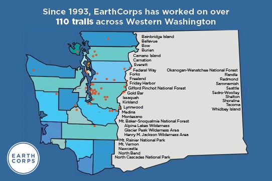 Infographic of a map of Washington state with a title that reads,